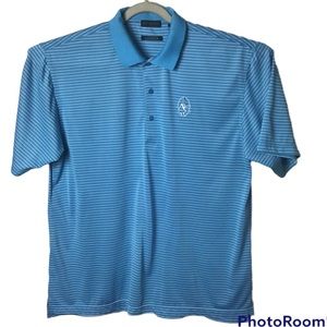 Divots blue striped short sleeve golf polo shirt. XL